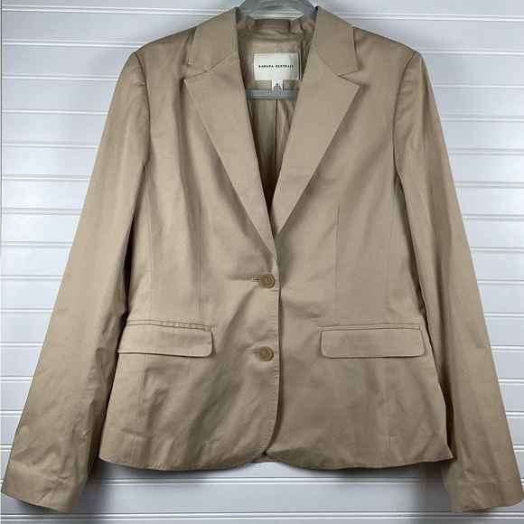 Banana Republic Tan Blazer Size 14 Cotton Blend - Picture 1 of 9